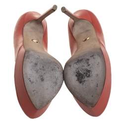 مملوكة مسبقًا حذاء كعب عالي سيرجيو روسي نعل سميك مقدمة مفتوحة جلد بني مقاس 39