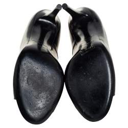 Pre Owned Sergio Rossi Black Leather Peep Toe Booties Size 39