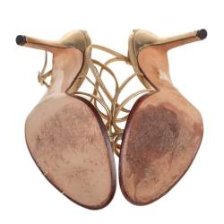 Pre Owned صندل سيرجيو روسي جلد ذهبي سيور مقاس 38