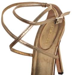 Pre Owned صندل سيرجيو روسي جلد ذهبي سيور مقاس 38