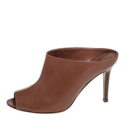 Pre Owned Sergio Rossi Brown Leather Mule Sandals Size 36.5