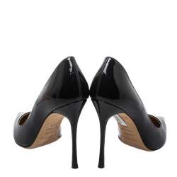 Pre Owned حذاء كعب عالي سيرجيو روسي جلد أسود لامع مقدمة مدببة مقاس 37.5