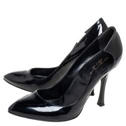 مملوكة مسبقًا حذاء كعب عالي سيرجيو روسي جلد أسود مفرغ مقاس 40