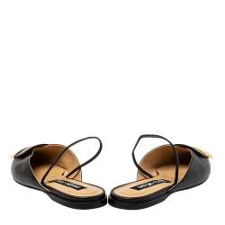 Pre Owned Sergior Rossi Black Leather Slingback Flat Mules Size 40