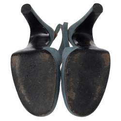 Pre Owned Sergio Rossi Blue Suede Slingback Sandals Size 37