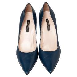 Sergio Rossi Blue Leather Pointed Toe Pumps Size 41