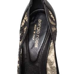 Pre Owned Sergio Rossi Black Lace And Leather Pumps Size 39