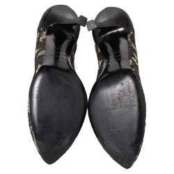 Pre Owned Sergio Rossi Black Lace And Leather Pumps Size 39