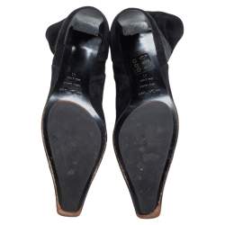 Pre Owned حذاء بوت للركبه سيرجيو روسي سويدي أسود مقاس 41