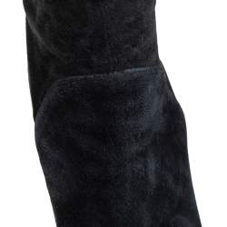 Pre Owned حذاء بوت للركبه سيرجيو روسي سويدي أسود مقاس 41