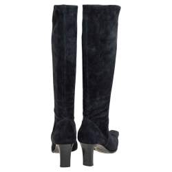 Pre Owned حذاء بوت للركبه سيرجيو روسي سويدي أسود مقاس 41