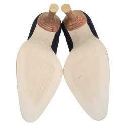 Pre Owned Sergio Rossi Black Floral Stretchable Fabric Pumps Size 38.5