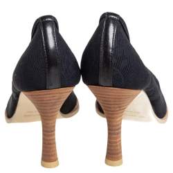 Pre Owned Sergio Rossi Black Floral Stretchable Fabric Pumps Size 38.5