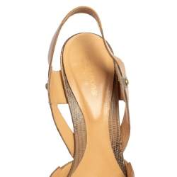 Pre Owned حذاء كعب عالي سيرجيو روسي مقدمة مدببة فتحة كعب فينتدج حافة جلد وكارونج رمادي/ بيج مقاس 41