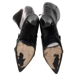 Pre Owned Sergio Rossi Black Leather Knee Boots Size 40