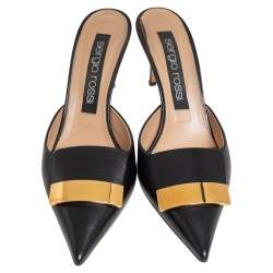 Sergio Rossi Black Leather SR1 Mules Size 40