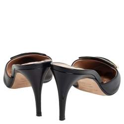 Sergio Rossi Black Leather SR1 Mules Size 40