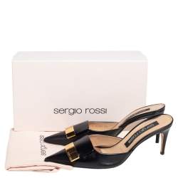 Sergio Rossi Black Leather SR1 Mules Size 40
