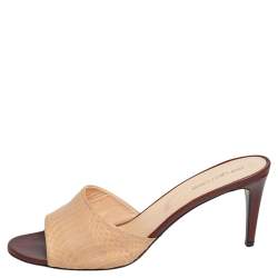 Pre Owned صندل سيرجيو روسي جلد ثعبان بيج / بني مقاس 40.5