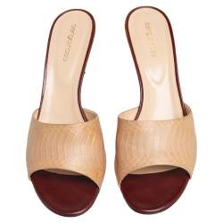 Pre Owned صندل سيرجيو روسي جلد ثعبان بيج / بني مقاس 40.5