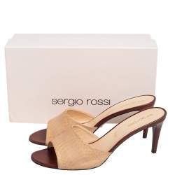 Pre Owned صندل سيرجيو روسي جلد ثعبان بيج / بني مقاس 40.5