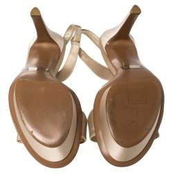 Sergio Rossi Limited Edition Beige Satin Bow Slingback Sandals Size 38.5