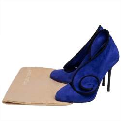 Pre Owned Sergio Rossi Blue Suede Twirl Pumps Size 36