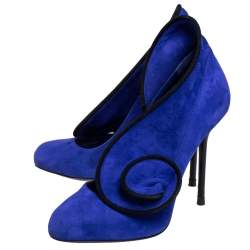 Pre Owned Sergio Rossi Blue Suede Twirl Pumps Size 36