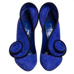 Pre Owned Sergio Rossi Blue Suede Twirl Pumps Size 36