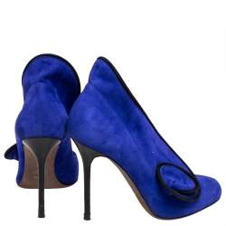 Pre Owned Sergio Rossi Blue Suede Twirl Pumps Size 36