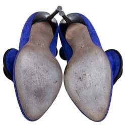 Pre Owned Sergio Rossi Blue Suede Twirl Pumps Size 36