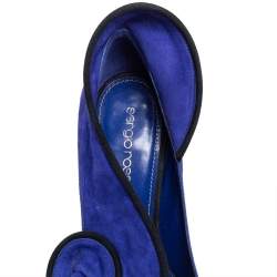 Pre Owned Sergio Rossi Blue Suede Twirl Pumps Size 36