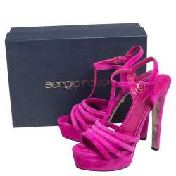 Pre Owned Sergio Rossi Pink Suede T Strap Platform Sandals Size 40