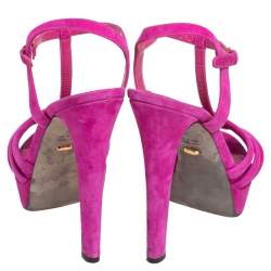 Pre Owned Sergio Rossi Pink Suede T Strap Platform Sandals Size 40