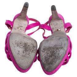 Pre Owned Sergio Rossi Pink Suede T Strap Platform Sandals Size 40