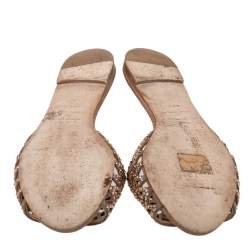 Pre Owned Sergio Rossi Brown Suede Embellished Flat Slides Size 36 