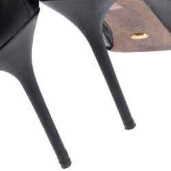 Pre Owned Sergio Rossi Black Leather Zipper Ankle Booties Size 39