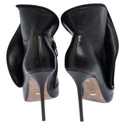 Pre Owned Sergio Rossi Black Leather Zipper Ankle Booties Size 39