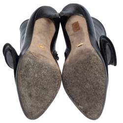 Pre Owned Sergio Rossi Black Leather Zipper Ankle Booties Size 39