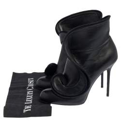 Pre Owned Sergio Rossi Black Leather Zipper Ankle Booties Size 39