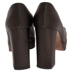 Sergio Rossi Brown Fabric Block Heel Pumps Size 37.5