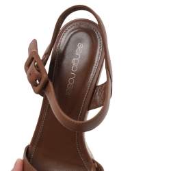 Sergio Rossi Brown Leather Platform Espadrille Wedge Sandals Size 36
