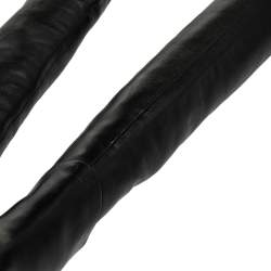 Pre Owned Sergio Rossi Black Leather Pointed Toe Thigh High Boots Size 37