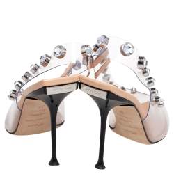 مملوكة مسبقًا Sergio Rossi Beige PVC Crystal Embellished Slingback Sandals Size 39