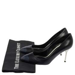 Sergio Rossi  Black/Blue Leather Cap Toe Pumps Size 38