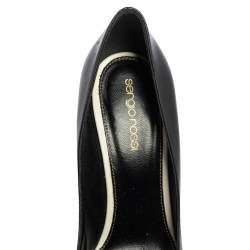 Sergio Rossi  Black/Blue Leather Cap Toe Pumps Size 38