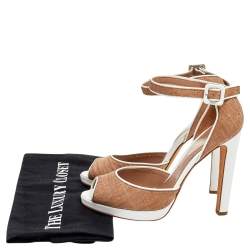 Pre Owned Sergio Rossi Brown/White Leather Ankle Strap Sandals Size 37