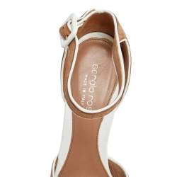 Pre Owned Sergio Rossi Brown/White Leather Ankle Strap Sandals Size 37
