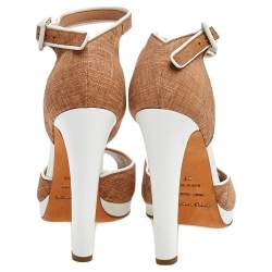 Pre Owned Sergio Rossi Brown/White Leather Ankle Strap Sandals Size 37
