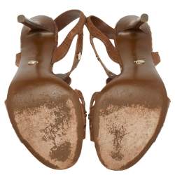 Pre Owned Sergio Rossi Brown Python Embossed Leather Studded Sandals Size  38